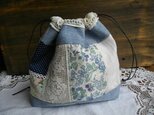 アンティークファブリック＆レース ダンガリー巾着