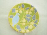 小皿（鳥）黄緑色の画像