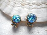 Sea Opal ヴィンテージガラスのひと粒イヤリングの画像