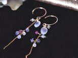 ブルーパープルの煌めき・ブルーカルセドニーチェーンピアス