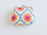 ■レトロポップな花柄のがまぐちポーチ/ブルー■