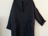 「再販」リネンのショールカラーコート　（濃紺）