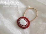 ◆sale◆シェル×ビーズ刺繍ヘアゴム 【red】の画像