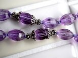 アメジスト（ライスカット）とシルバービーズのネックレス