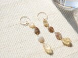 ラフカットシトリンと瑪瑙のピアス（14金gf）