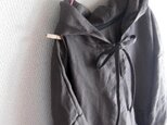 【受注製作】W50長袖フード付きリネンワンピース★チャコールグレー