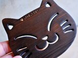 木製　猫コースター（焼ヒノキ）の画像