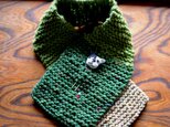 毛糸の襟巻きwith BUHI(緑黄緑ベージュ)