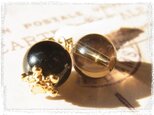 厄除け；黒水晶とスモーキークォーツのイヤホンジャックアクセサリー