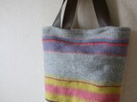 手織りウール布と革のバッグ（グレー）【Ｂ級品 スレあり】の画像