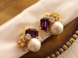ピアス/イヤリング　コットンパールのビジュー　アメジスト
