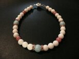 ラリマー、インカローズ、シャコ貝ビーズブレスレット
