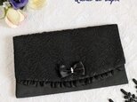 弔事用リボン付き黒いレースの金封袱紗
