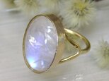 レインボームーンストーン＊アンティーク調14kgfリング