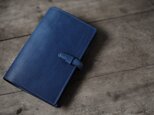 藍染め革　オーダーメイドの手帳カバー　の画像