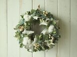 グリーン＆ホワイトの冬リース