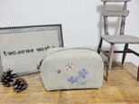 ご予約品 四角いポーチ スミレと蝶の画像