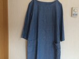 普段着のワンピース リネン スラブデニム