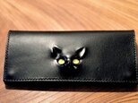 【受注生産品】黒　レリーフ猫　iphone６ケース×長財布の画像