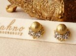 ピアス/イヤリング　一粒コットンパール　マットゴールド