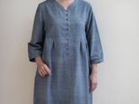 インディゴ・七分袖のワンピース　Lの画像