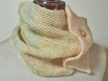 3パターンで使える手紡ぎ糸のネックウォーマー　手織り、オリジナル染め　ホームスパンの画像