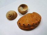 木彫りの貝殻「えぞアワビ」たちの画像