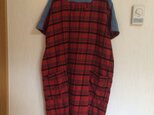 働き者のワンピース2 赤チェック×ダンガリー