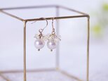 パール+プレシャスオパールピアス14KGF