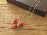 【sale】ボールネックレス レッド×モカの画像