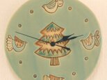 「とりともみの木模様」の陶製時計の画像