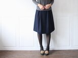 affetto　ミモレ丈　タック入り　ウールスカート　ネイビー
