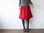 affetto　ミモレ丈　タック入り　ウールスカート　赤