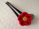 〈つまみ細工〉椿大輪のかんざし(一輪・赤)