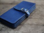 藍染革 長財布 椚  マグネット留めベルト追加の画像