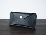 イタリア製牛革のスリムな長財布 ／ ブラック※受注製作の画像