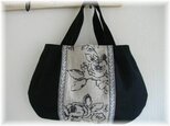 イングランド麻&アンティークレース黒タックバッグ
