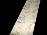 京袋帯　鳥獣戯画　捺染　紬