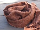 「ご依頼品」手織りカシミアマフラー・・ワンストライプ・おれんじ