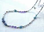 ラフロックフローライトとアメジストのネックレス