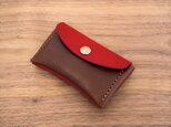 イタリア製牛革の小銭入れ ／ レッド／ダークブラウン※受注製作