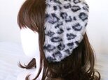 レオパードのイヤマフボンネット・シルバー【オーダーメイド】