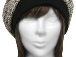 スラブコットンツイード/リブ付ベレー帽(ゆったり)◆白黒mixの画像