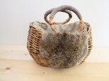 sale!限定1点ファー&アラログ 冬の籠バッグ(うさぎ)#2の画像