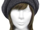 編み地織ネップニット/リブ付ベレー帽(ゆったり)◆杢紺mix