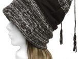 段染め編地ニット/スクエアワッチキャップ(ゆったり)◆黒mix