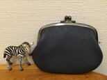 【H様ご予約品】紺レザーのぺたんこ親子がま小銭入れの画像