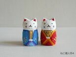 木彫り　ねこ雛人形4