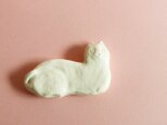 カトラリーレスト　ネコ　ヨコ　白マットの画像