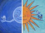 月と太陽のポストカードの画像